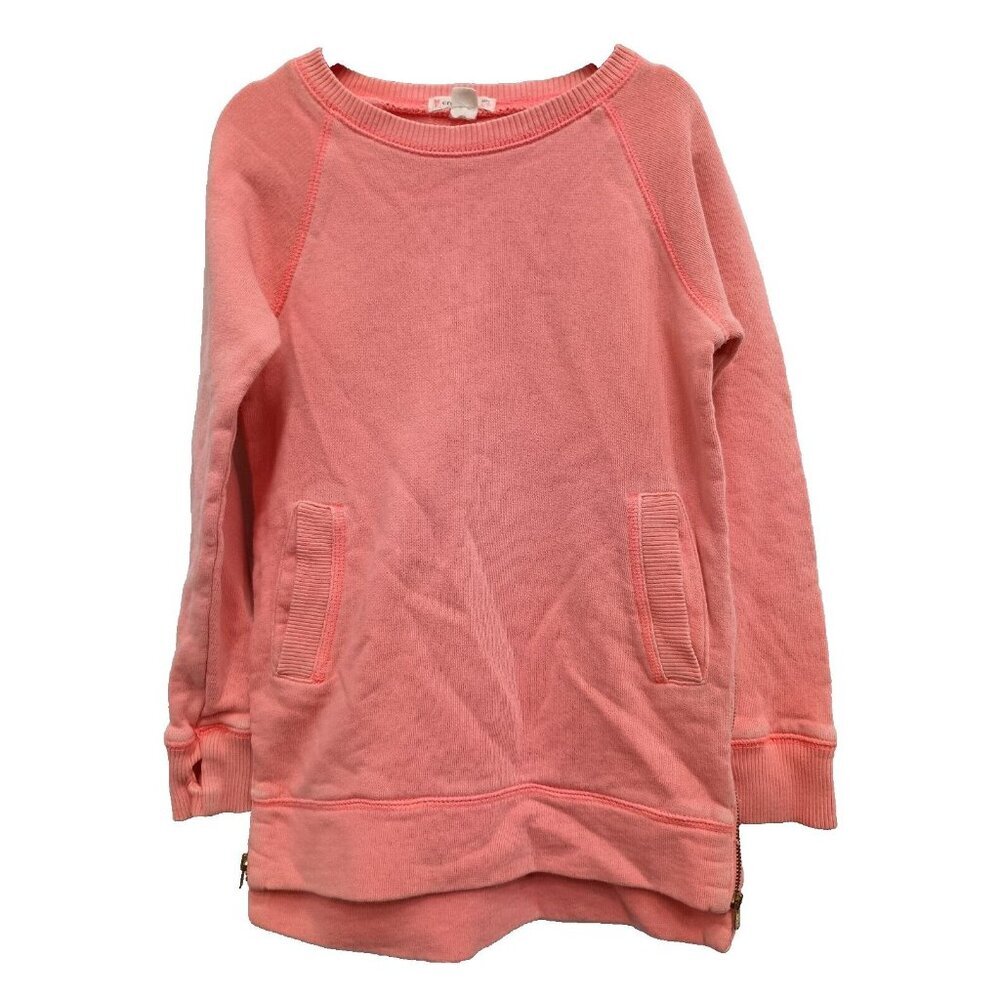 Crewcuts Girls Sweatshirt Size‎ 4/5 Coral Raglan Sleeve Zip Side Pullover Knit